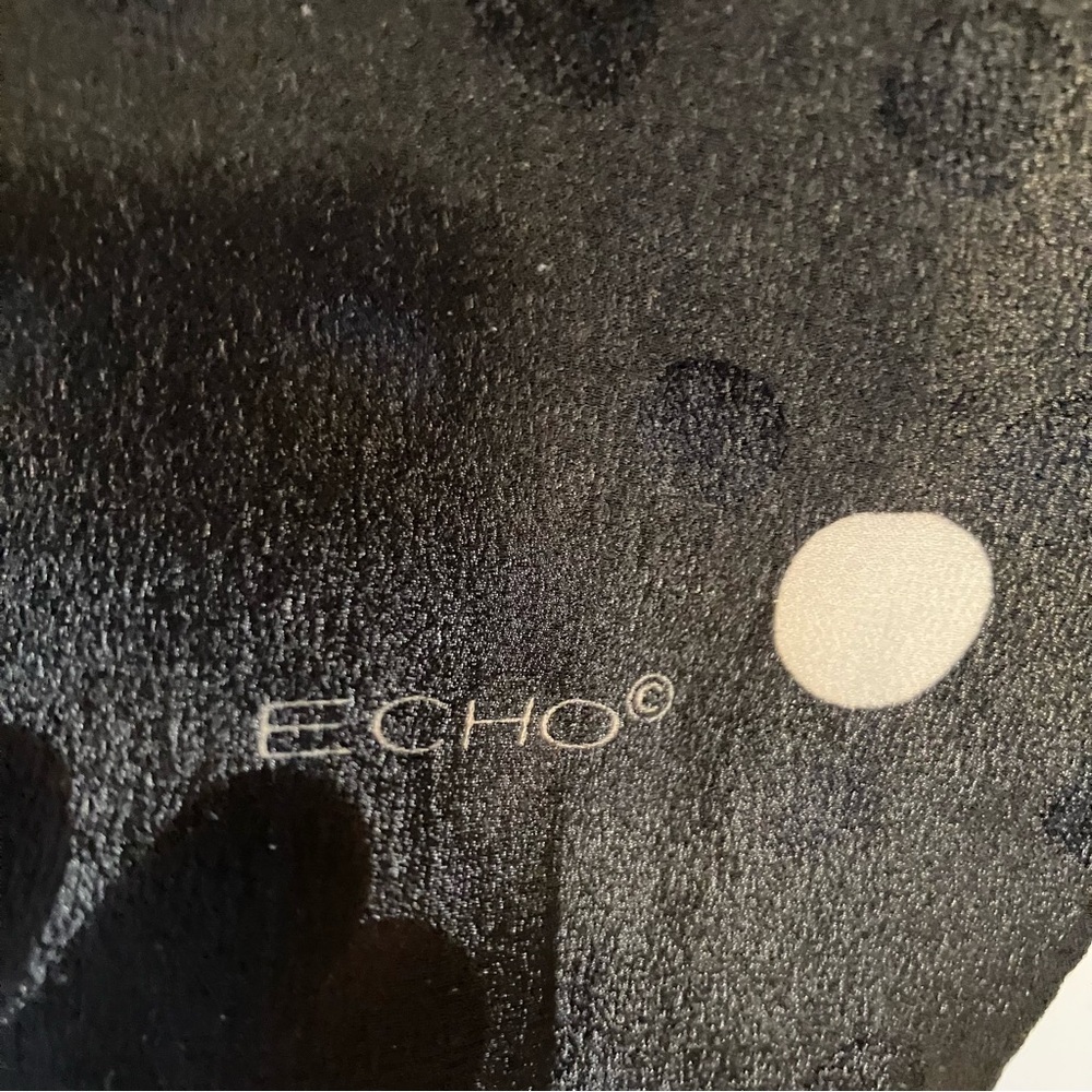 VTG Echo Black And Tan Polka Dot Scarf Rectangle Belt 10in X 58in - Picture 4 of 4